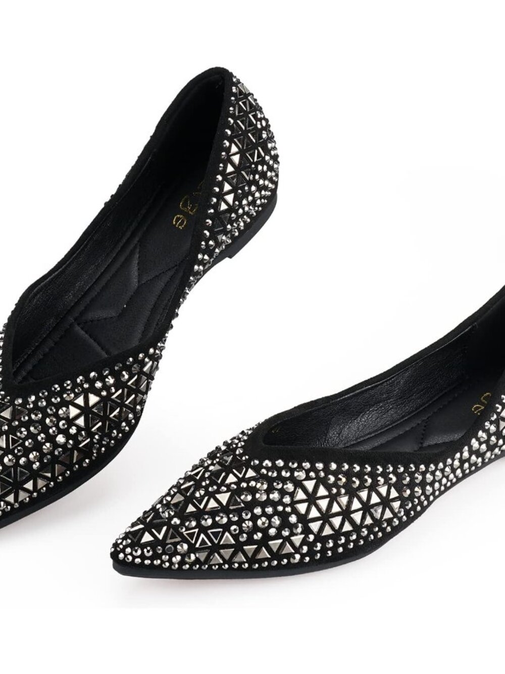Flats Shoes Women Rhinestone Pointed Head Ballet Flats Comfortable Soft Memory F